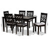 Baxton Studio Caron Grey Upholstered Espresso Brown Finished Wood 7-Piece Dining Set 162-10526-10519